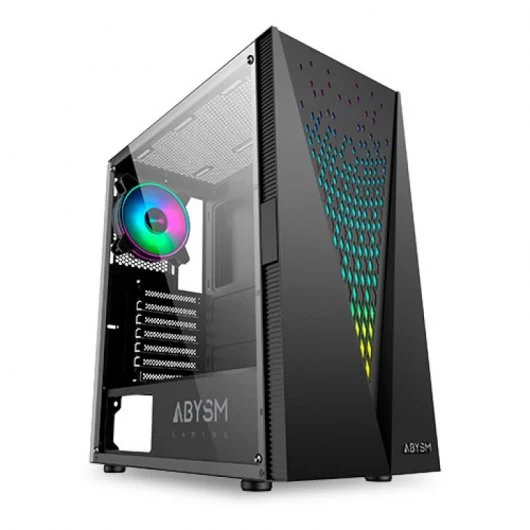 Abysm Gaming Danube Kolpa ARGB ATX, ITX, boîtier tour micro ATX - Côté Verre Trempé - 3,5" et 2,5" - USB-A 2.0/3.2 et Audio - 1 Ventilateur ARGB Installé - Prend en Charge le Refroidissement Liquide