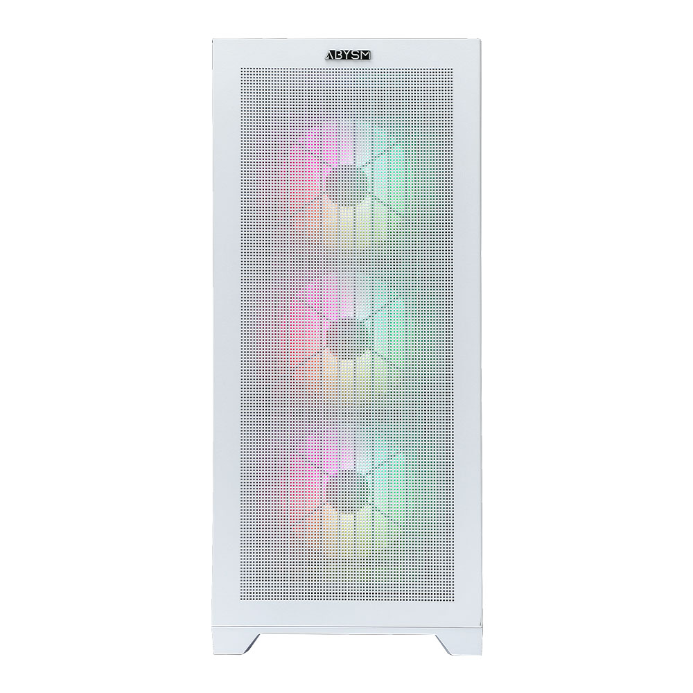 Abysm Gaming Danube Mura Blanc BX300 ARGB ATX, EATX, ITX, boîtier tour micro ATX - Côté Verre Trempé - 3,5" et 2,5" - USB-C 3.2, USB-A 3.2 et Audio - 4 Ventilateurs ARGB Installés - Prend en Charge le Refroidissement Liquide
