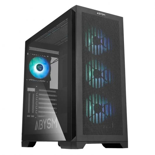 Abysm Gaming Danube Mura BX300 ARGB ATX, EATX, ITX, boîtier tour micro ATX - Côté Verre Trempé - 3,5" et 2,5" - USB-C 3.2, USB-A 3.2 et Audio - 4 Ventilateurs ARGB Installés - Prend en Charge le Refroidissement Liquide