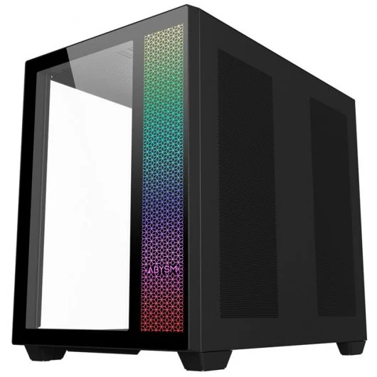 Abysm Gaming Danube SAVA ARGB ATX, Micro-ITX, boîtier semi-tour micro ATX - Avant et côtés en verre trempé - 3,5" et 2,5" - USB-C 3.2, USB-A 3.2 et audio - 4 ventilateurs ARGB installés - Prend en charge le refroidissement liquide