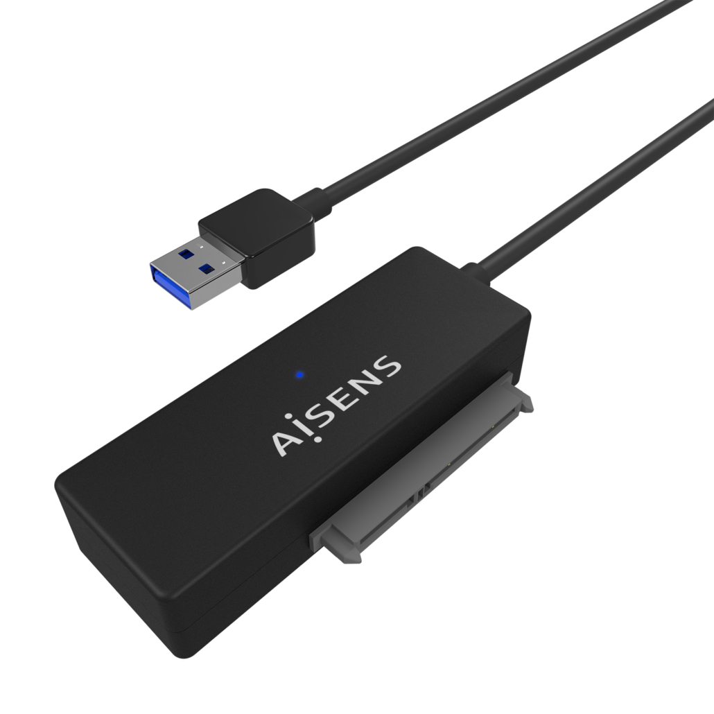 Adaptateur Aisens SATA vers USB-A USB 3.0/USB3.1 GEN1 pour disques durs 2,5 ? et 3.5 ? avec chargeur - couleur noire