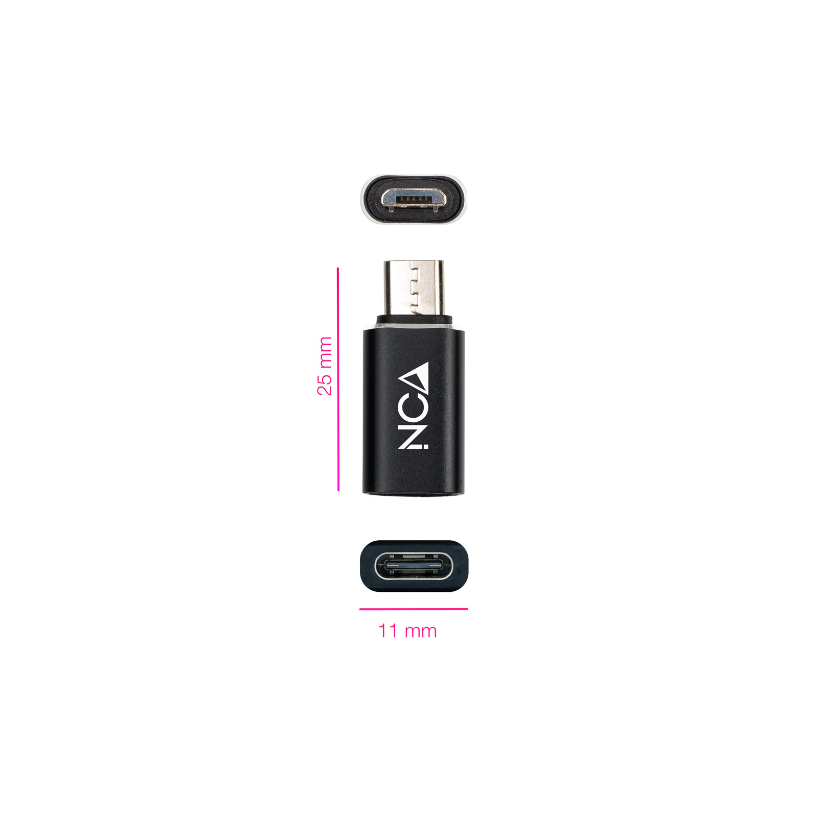 Adaptateur Micro USB/MA USB-C/H Nanocable - Noir