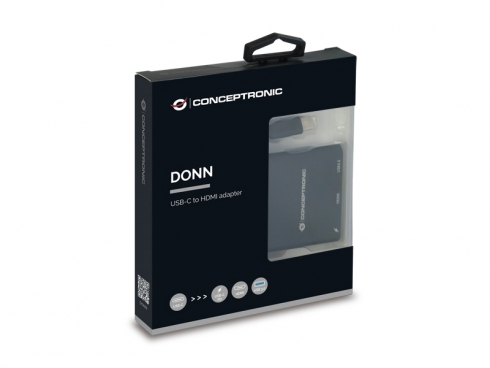 Adaptateur Multiport Conceptronic USB-C vers HDMI / USB-C / USB3.0 - Résolution 4K - Plug &amp; Play