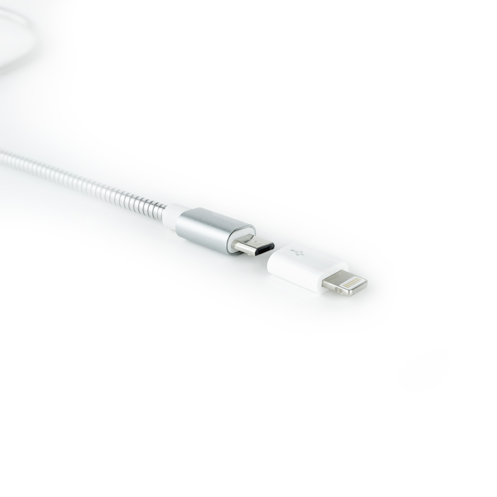 Adaptateur Nanocable Lightning vers Micro USB - Lightning/M-Micro B/H - Couleur Blanc