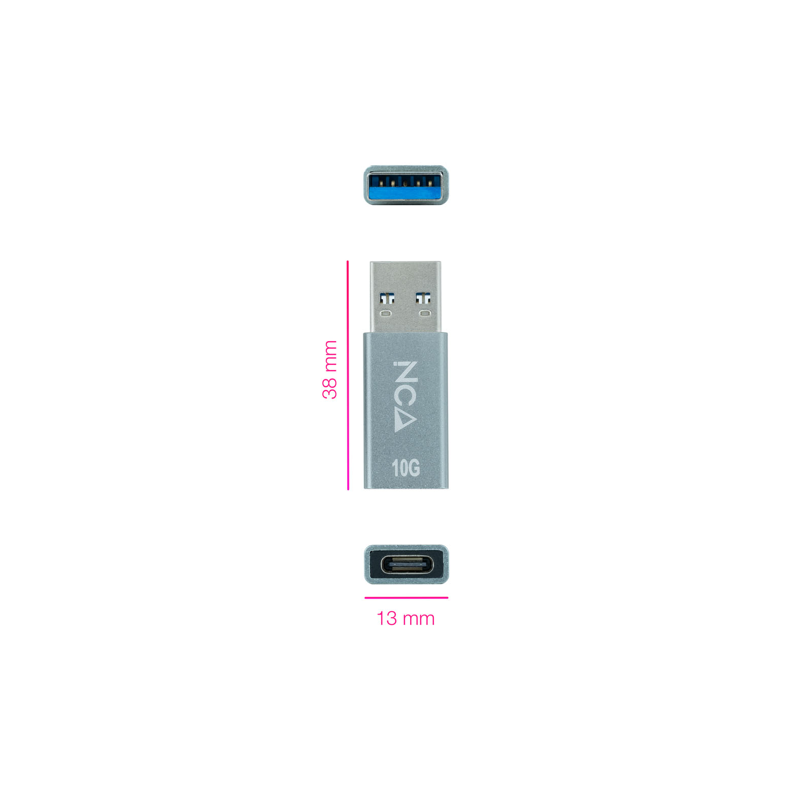 Adaptateur Nanocable USB-A 3.1 Gen 2 Mâle vers USB-C Femelle - Transfert de données jusqu'à 10 Gbps - Fonction OTG