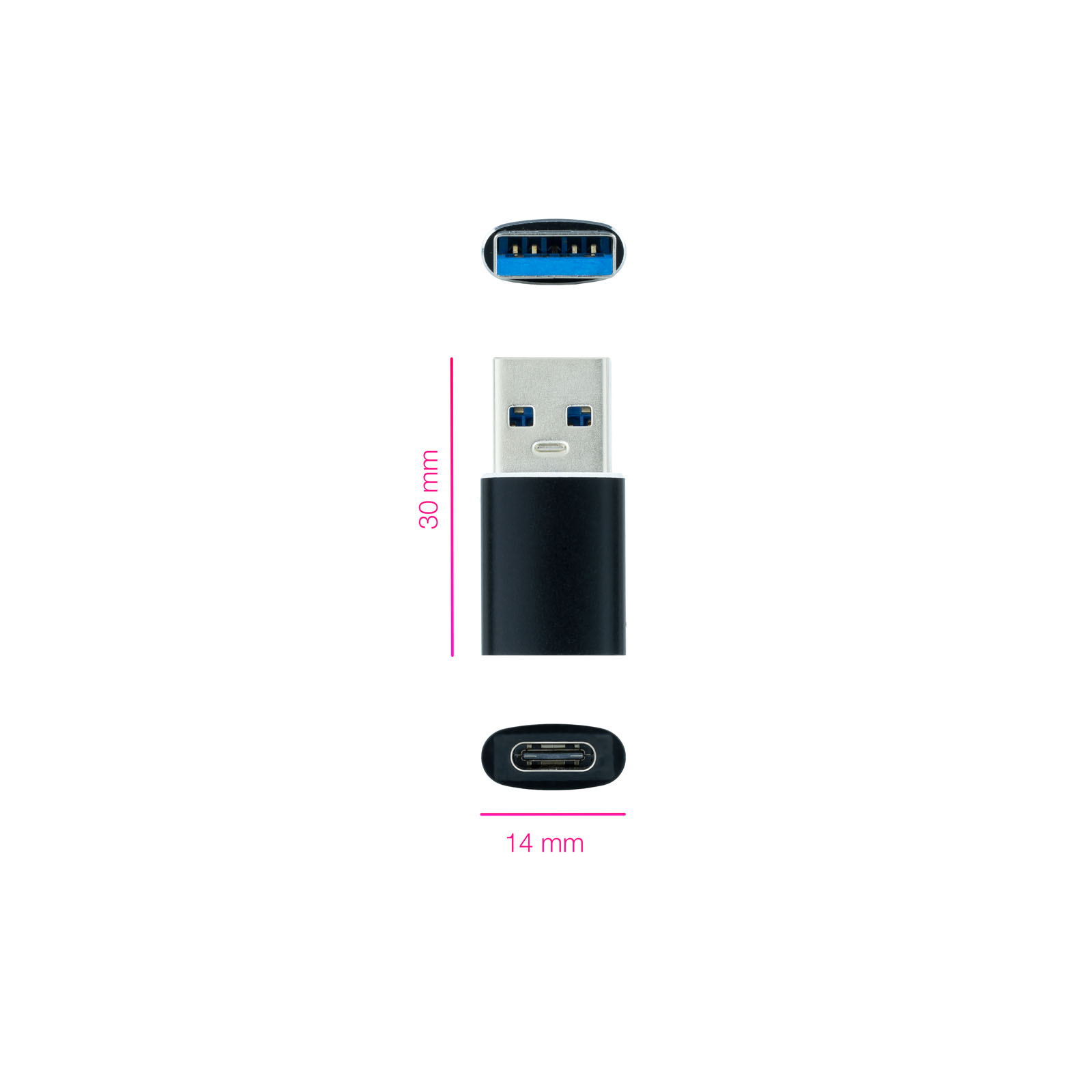 Adaptateur Nanocâble USB-A 3.1 Mâle vers USB-C Femelle