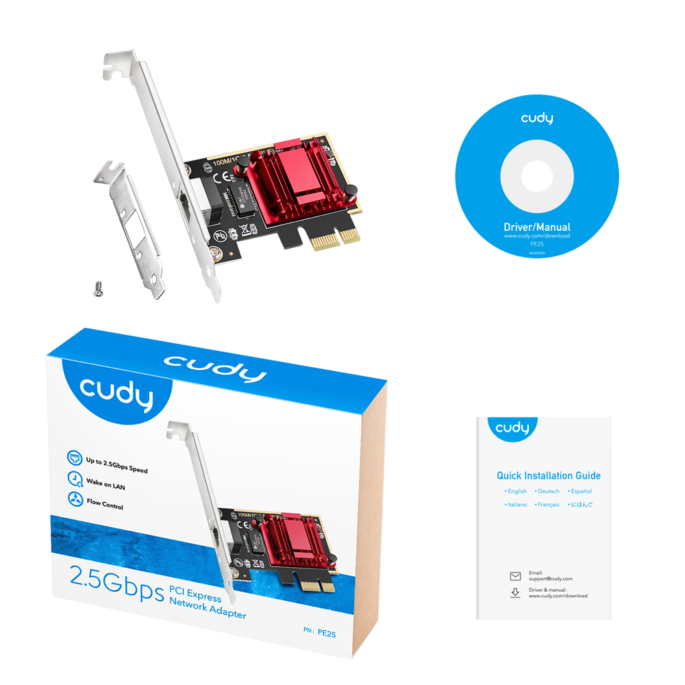 Adaptateur Réseau Cudy PE25 PCI-e 2.5Gbps - 1 Port RJ-45