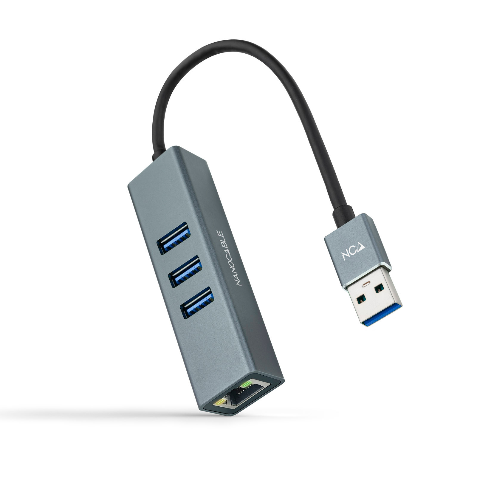 Adaptateur Ethernet USB-C mâle vers 3 ports USB 3.0 femelle, noir