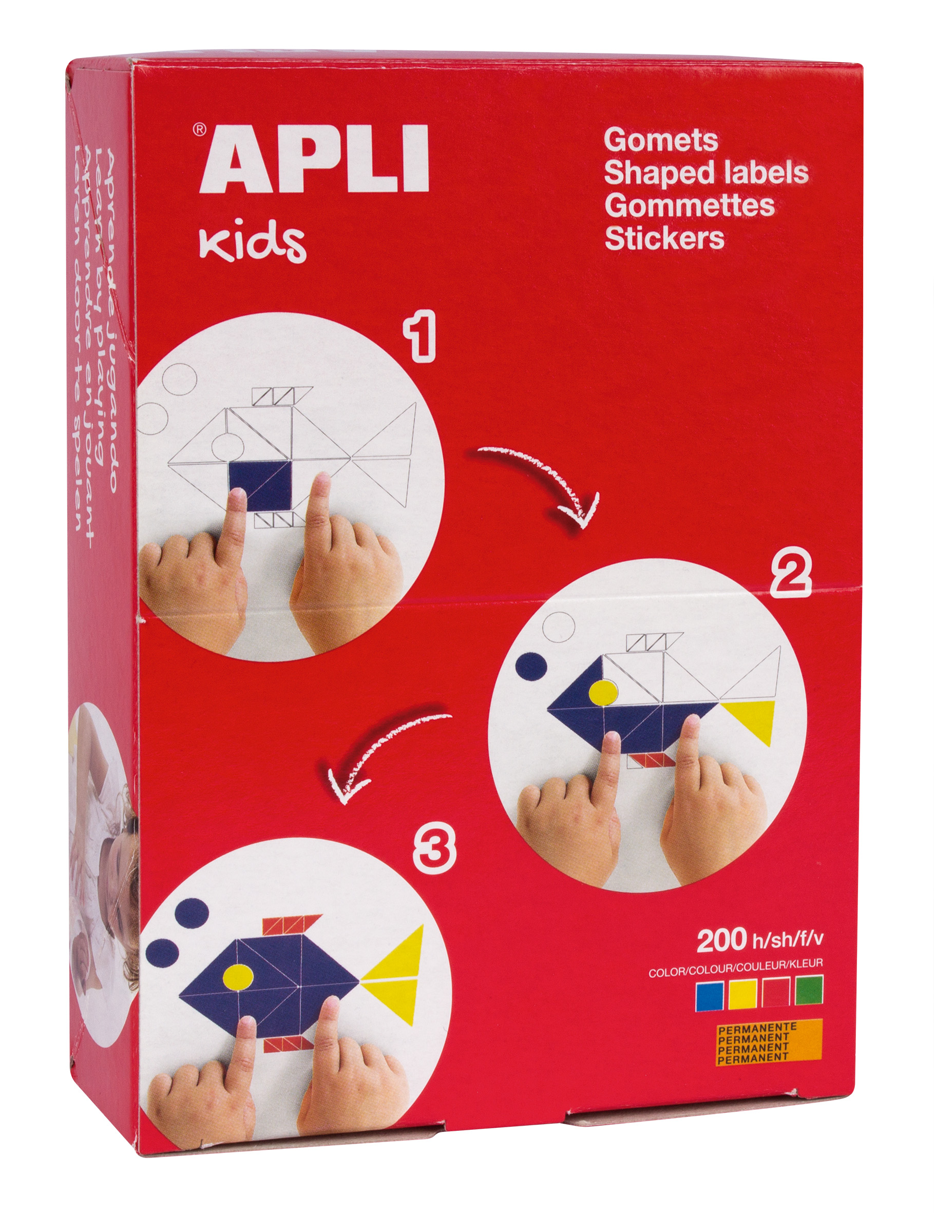 Adhésif permanent Apli Gomets Star - 12 mm, 16 mm et 20 mm - 7000 Gomets par boîte - Idéal pour les écoles et les ateliers pour enfants