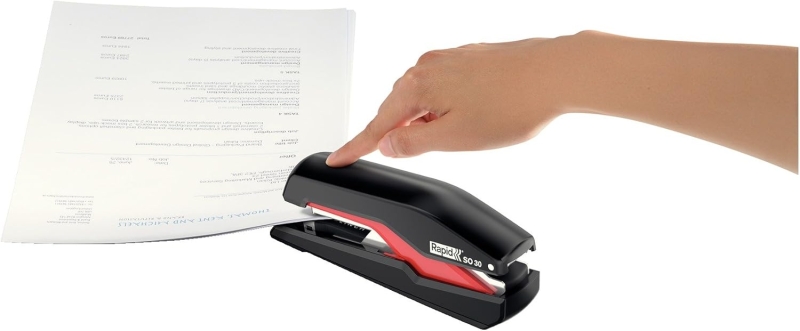 Agrafeuse de bureau Rapid Supreme Omnipress SO30 - Jusqu'à 30 feuilles - Agrafage sans effort - Noir/rouge