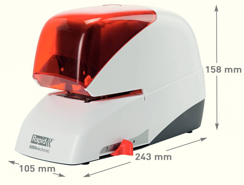 Agrafeuse électrique Rapid Supreme R5050E - 50 feuilles - chargement cartouche - durable - argent/orange