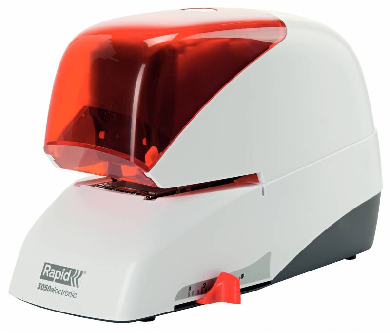 Agrafeuse électrique Rapid Supreme R5050E - 50 feuilles - chargement cartouche - durable - argent/orange