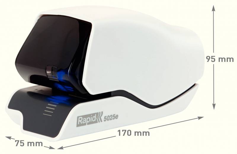 Agrafeuse Électrique Rapide Supreme 5025E - 25 Feuilles - Chargement Cartouche - Design Exceptionnel - Agrafe Blanche - Technologie Agrafe Plate - Cartouche Incluse - Prise Européenne Standard