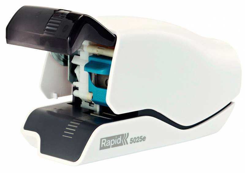 Agrafeuse Électrique Rapide Supreme 5025E - 25 Feuilles - Chargement Cartouche - Design Exceptionnel - Agrafe Blanche - Technologie Agrafe Plate - Cartouche Incluse - Prise Européenne Standard