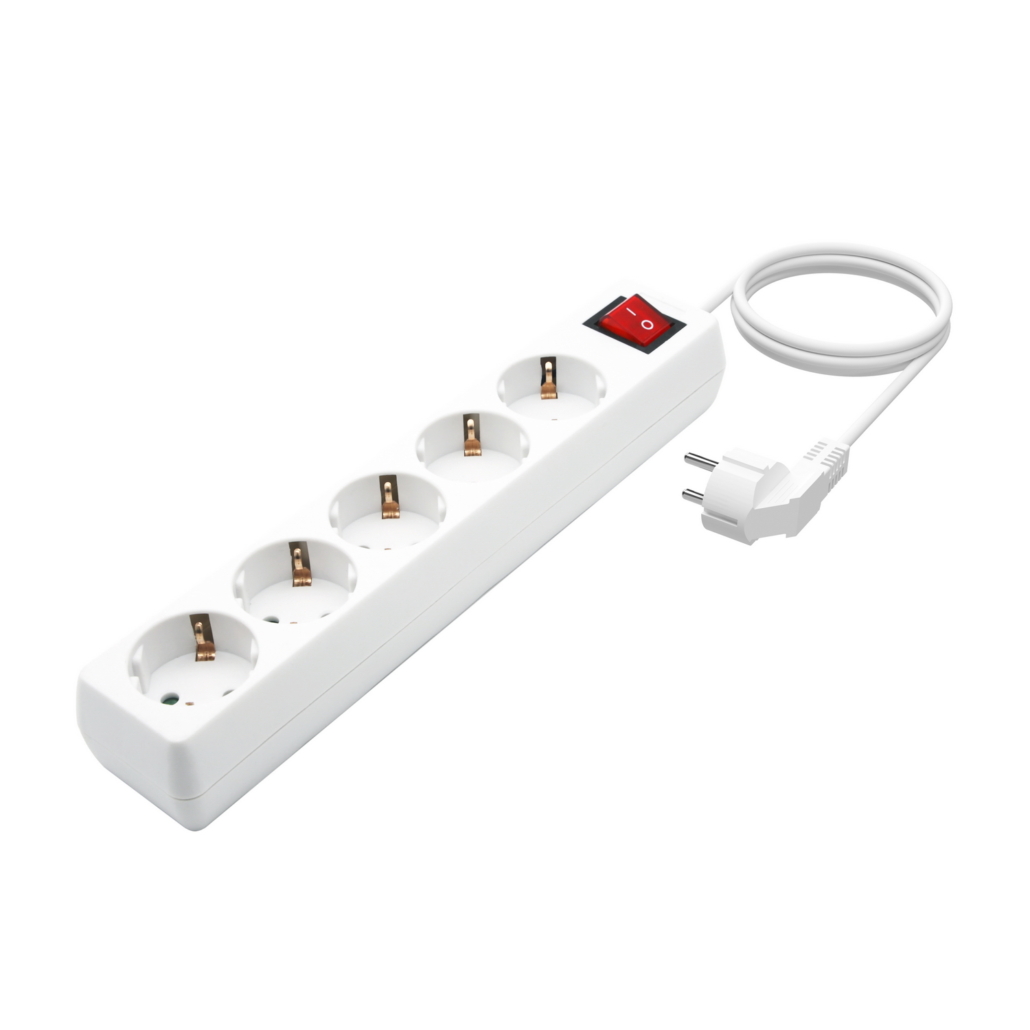 Aisens Base Multiple 5 Prises avec Interrupteur avec Câble 3×1.5mm2 - 1.4m - Couleur Blanche