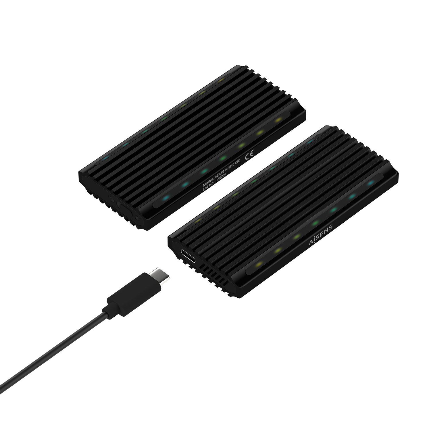 Aisens Boîtier Externe M.2 (NGFF) pour M.2 SATA/NVME SSD vers USB3.1 GEN2 - Couleur Noire