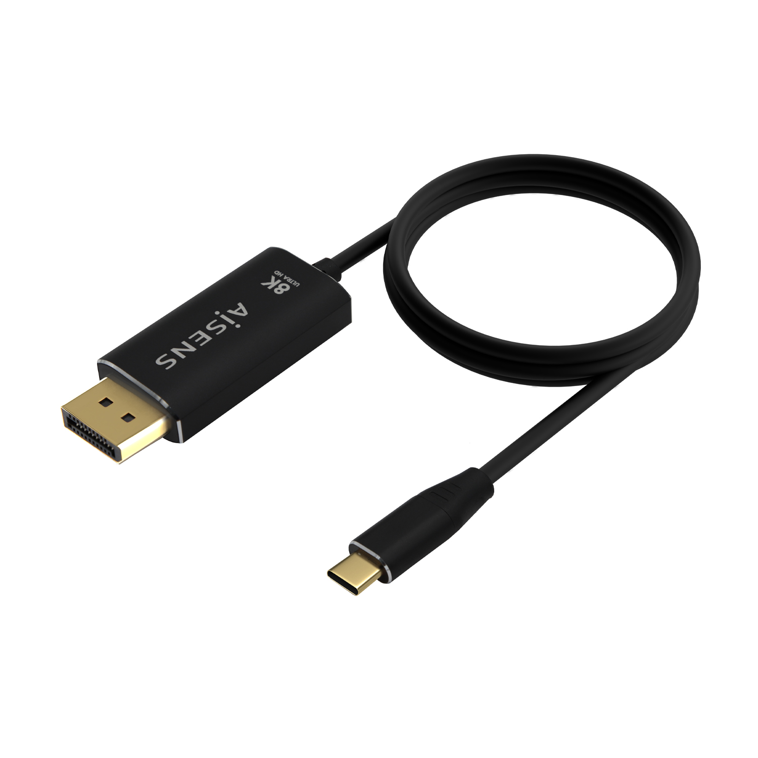 Aisens Câble Convertisseur Aluminium USB-C vers Displayport 8K@60Hz - USB-C/M-DP/M - 0.8m - Couleur Noir