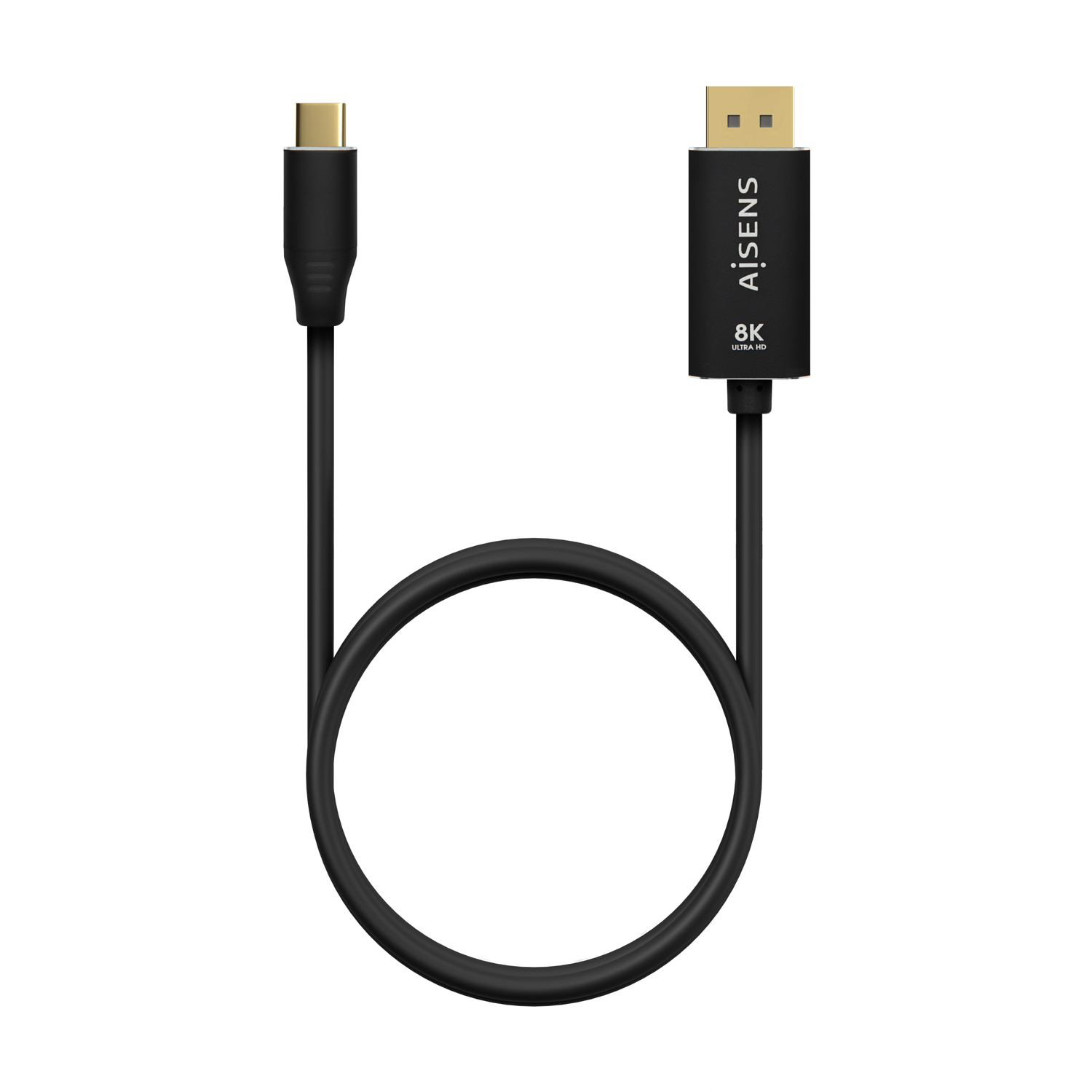 Aisens Câble Convertisseur Aluminium USB-C vers Displayport 8K@60Hz - USB-C/M-DP/M - 0.8m - Couleur Noir