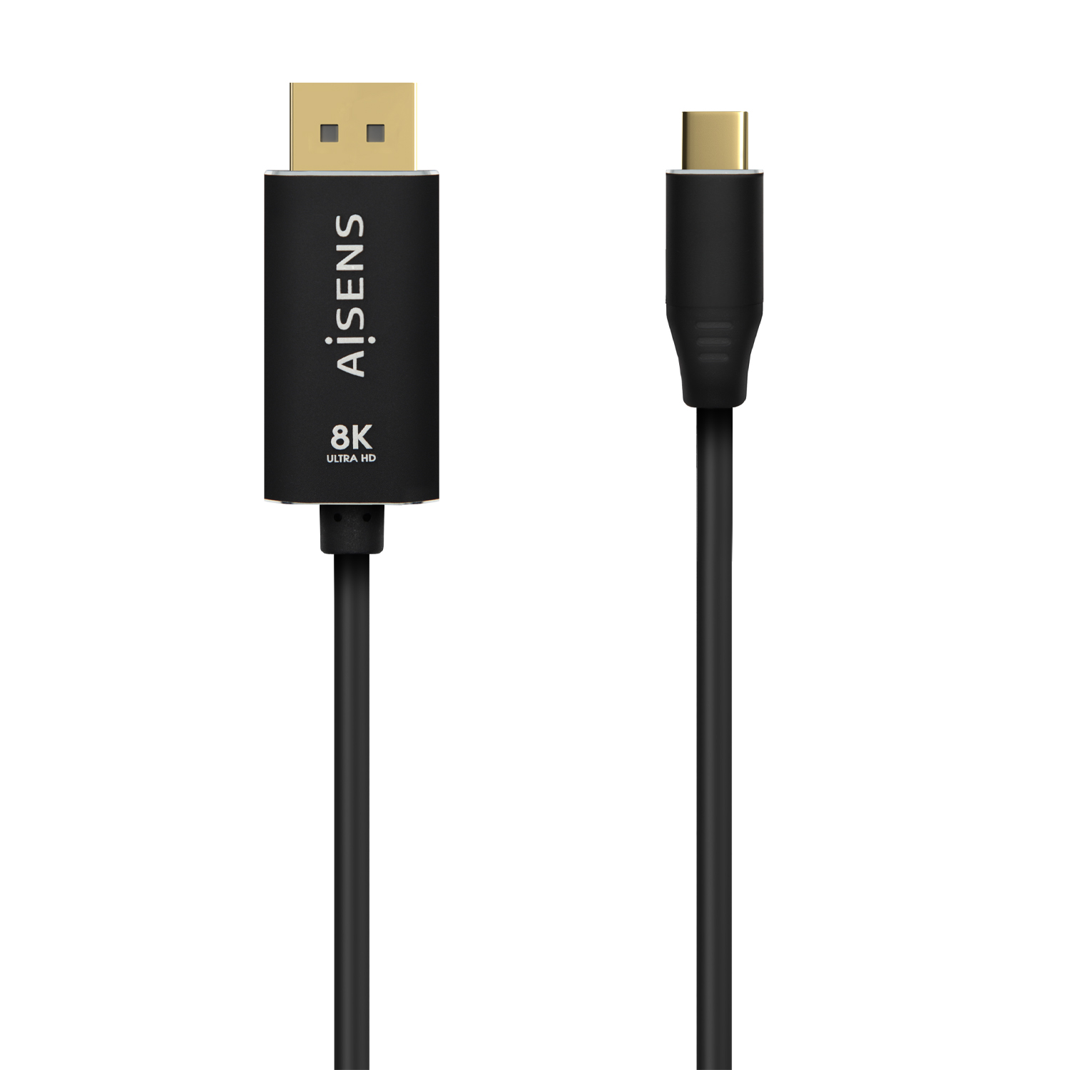 Aisens Câble Convertisseur Aluminium USB-C vers Displayport 8K@60Hz - USB-C/M-DP/M - 0.8m - Couleur Noir