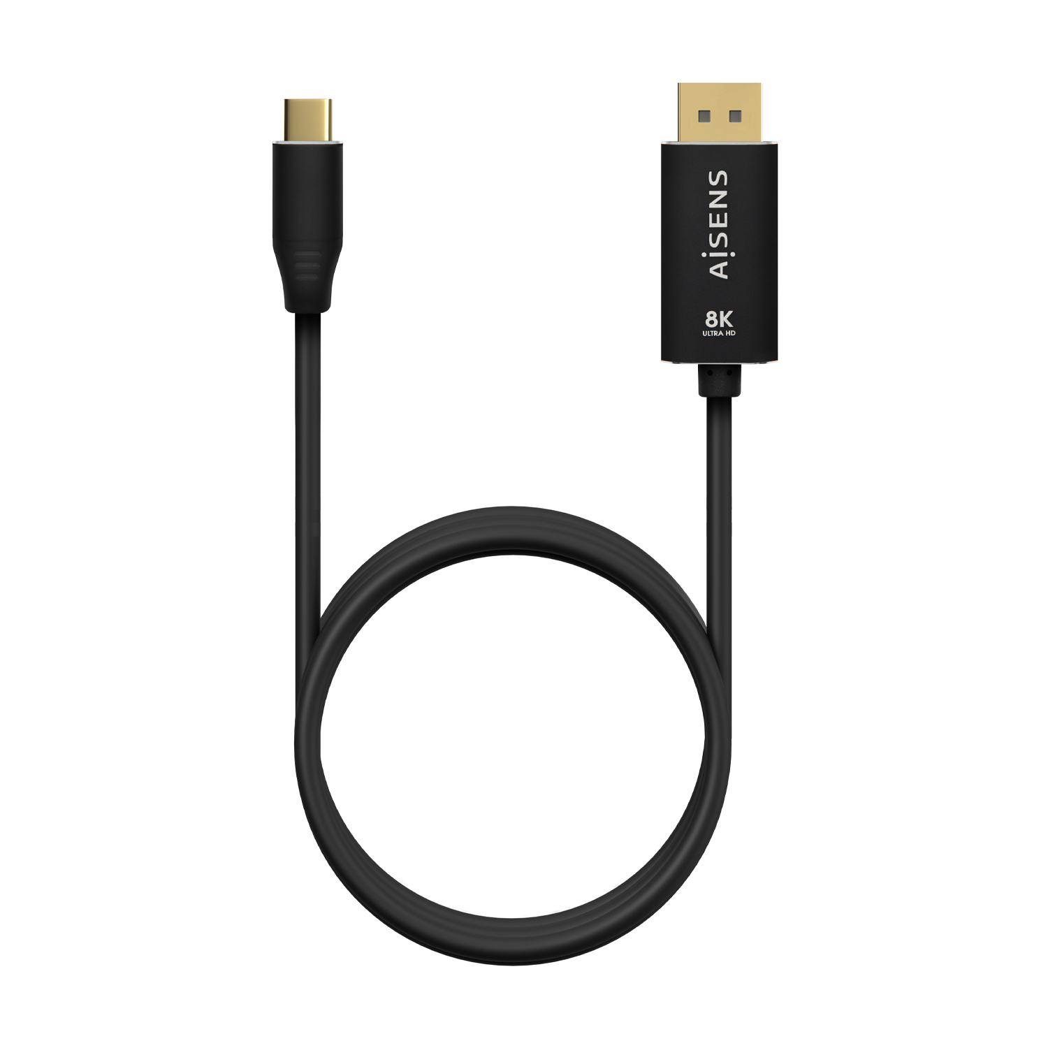 Aisens Câble Convertisseur Aluminium USB-C vers Displayport 8K@60Hz - USB-C/M-DP/M - 1.8m - Couleur Noire