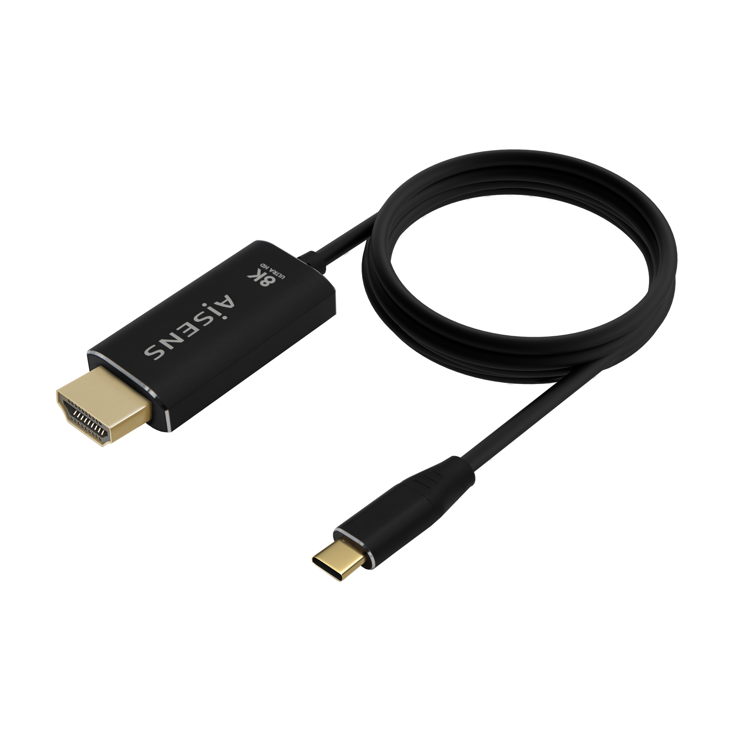 Aisens Câble Convertisseur Aluminium USB-C vers HDMI 2.1 8K@60Hz - USB-C/M-HDMI/M - 2.0m - Couleur Noir