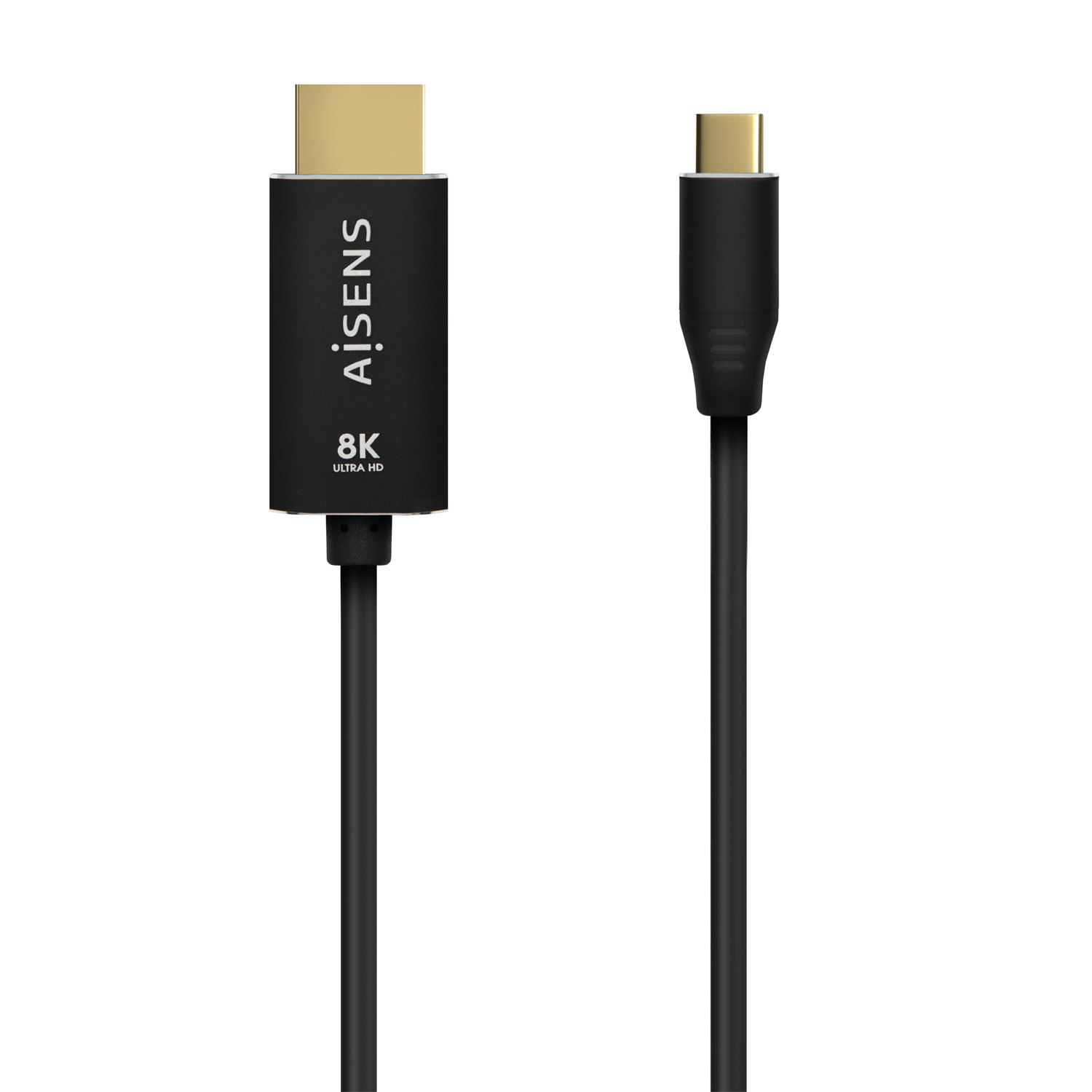 Aisens Câble Convertisseur Aluminium USB-C vers HDMI 2.1 8K@60Hz - USB-C/M-HDMI/M - 2.0m - Couleur Noir