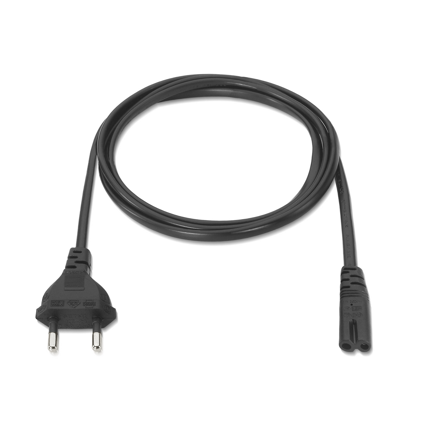 Aisens Câble d'Alimentation Forme 8 - CEE7/16/M-C7/F - 1.5m - 100% Cuivre Pur AWG18 - Couleur Noir