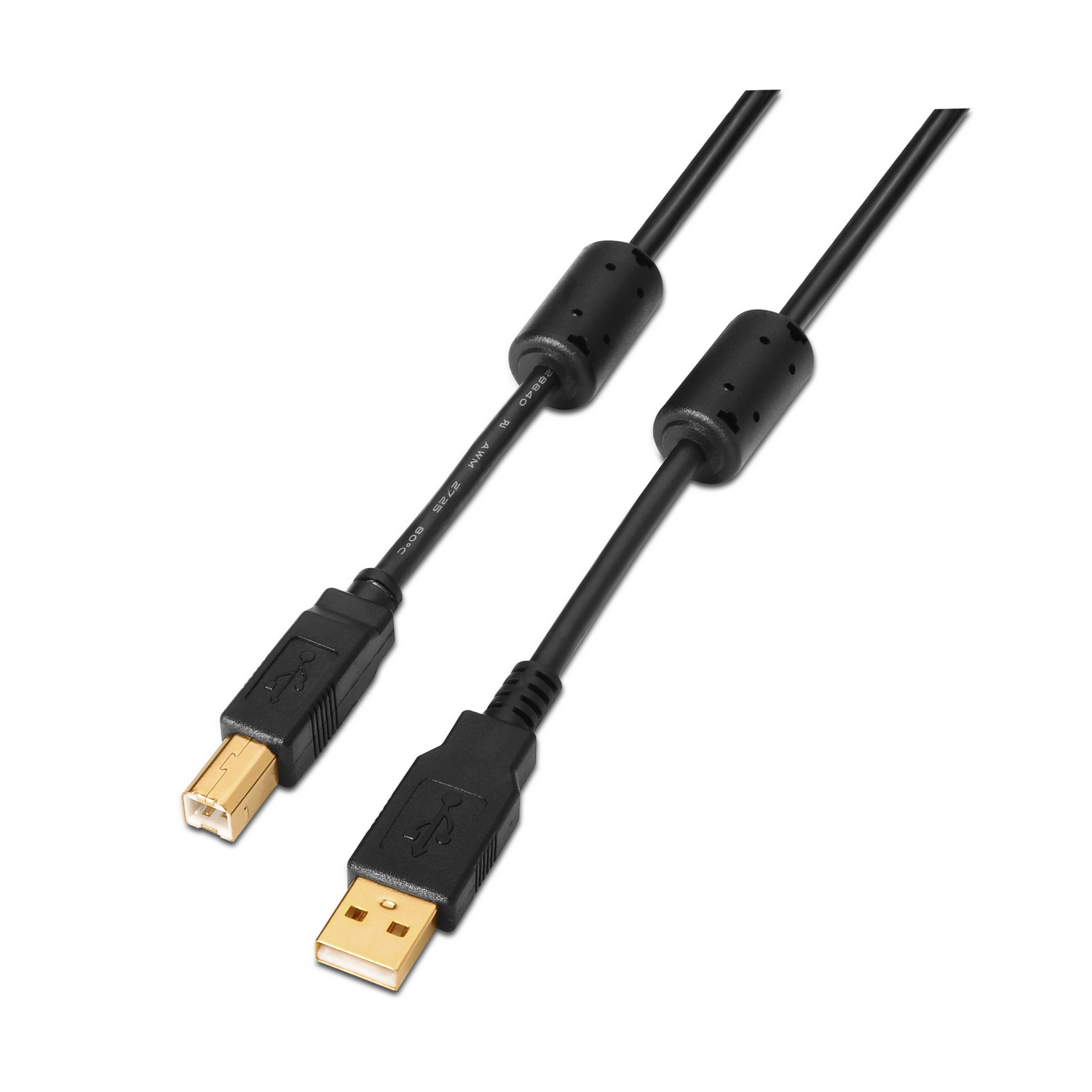 Aisens Câble d'imprimante USB 2.0 de très haute qualité avec ferrite - Type A mâle vers Type B mâle - 2,0 m - Couleur noire