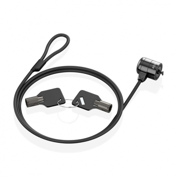 Aisens Câble de sécurité en acier avec verrou à clé – Compatible avec le verrou Kensington – pour ordinateur, moniteur et ordinateur portable – Couleur noire