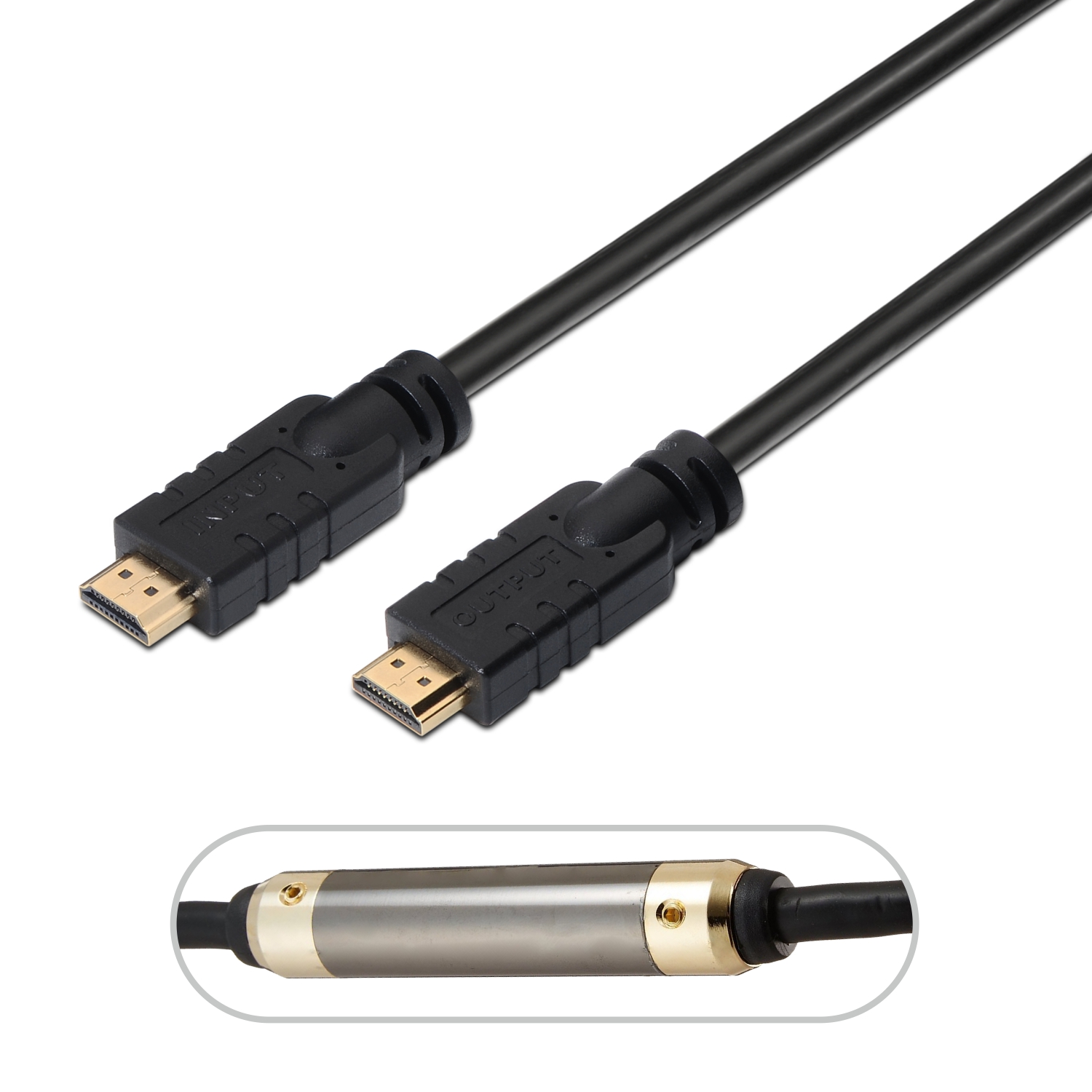Aisens Câble HDMI Haut Débit / HEC avec Répéteur - A Male-A Male - 25m - Chipset pour Amplifier le Signal Full HD - Couleur Noir