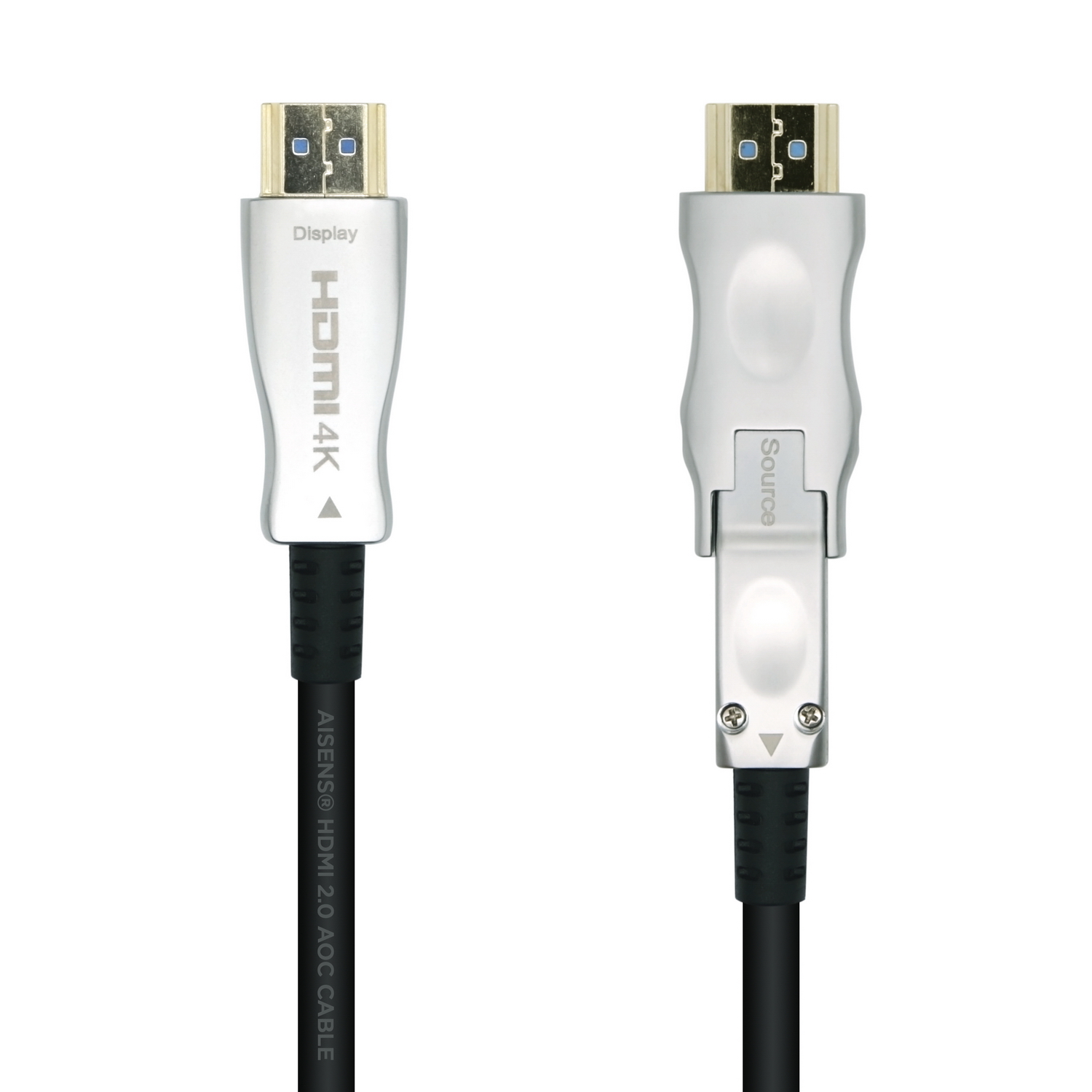 Aisens Câble HDMI V2.0 AOC (Câble Optique Actif) Détachable Premium Haute Vitesse / HEC 4K@60Hz 4:4:4 18Gbps - A/MD/A/M - 15m - Couleur Noir
