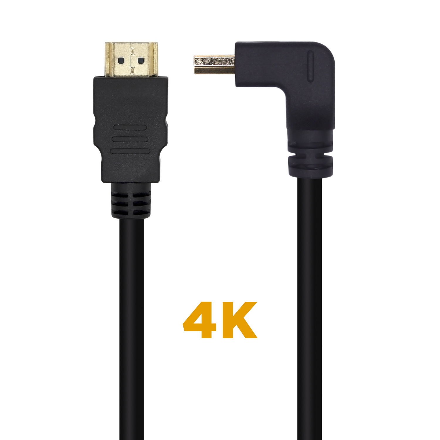 Aisens Câble HDMI V2.0 Coudé Premium Haute Vitesse / HEC 4K@60Hz 18Gbps - A/MA/M - 2.0M - Couleur Noir