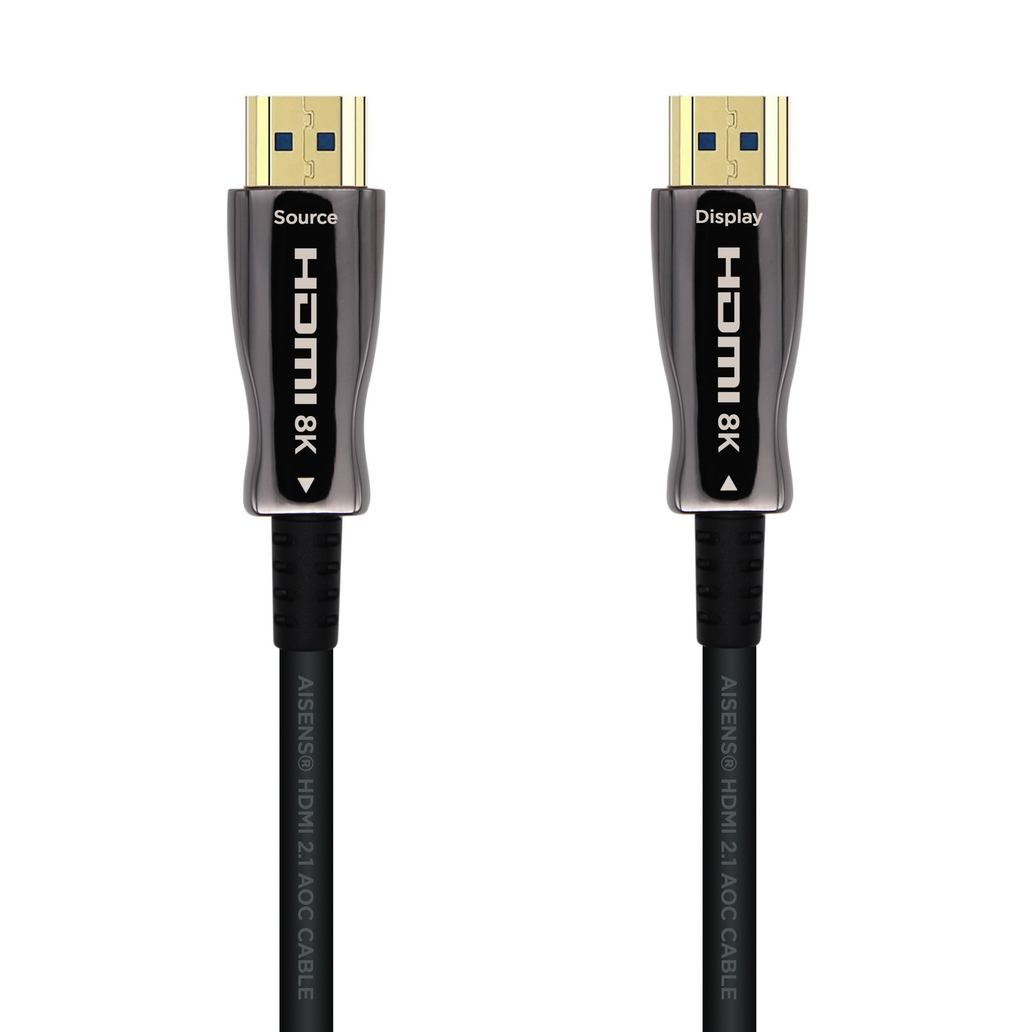 Aisens Câble HDMI V2.1 AOC (Active Optical Cable) Fibre Optique Ultra Haut Débit UHS 8K@60Hz 4K@120Hz 4:4:4 48Gbps - A/MA/M - 30m - Couleur Noir