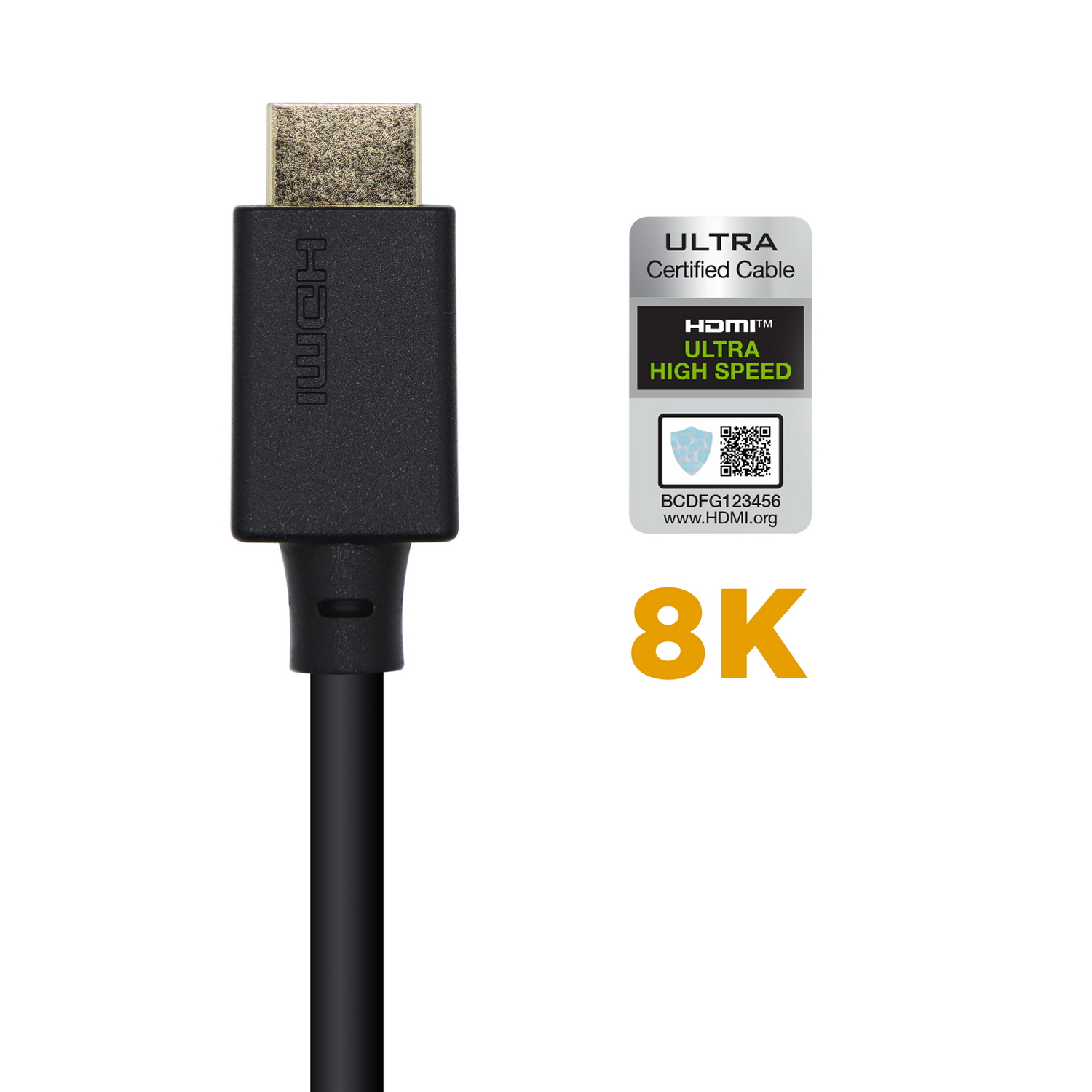 Aisens Câble HDMI V2.1 Certifié Ultra Haut Débit 8K@60Hz 48Gbps - A/MA/M - 0.5m - Couleur Noir