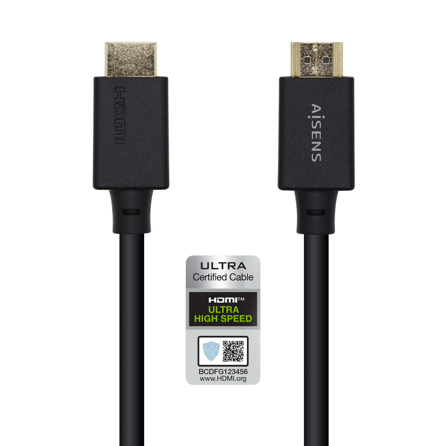 Aisens Câble HDMI V2.1 Certifié Ultra Haut Débit 8K@60Hz 48Gbps - A/MA/M - 0.5m - Couleur Noir