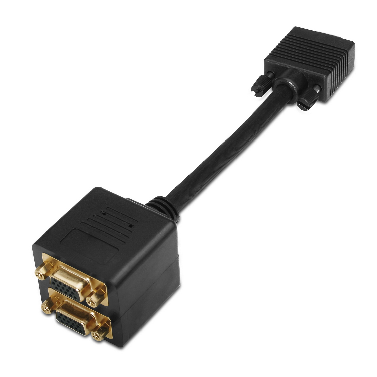 Aisens Câble répartiteur SVGA(3C+9) de très haute qualité - HDB15/M-2xHDB15/H - Blindé Or - 20cm - Couleur Or