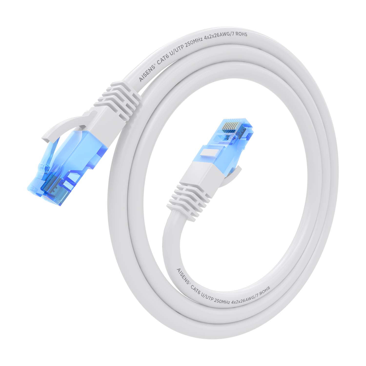 Aisens Câble réseau Cordon de brassage RJ45 Cat.6 UTP AWG26 CCA - 0,5 m - Couleur blanche