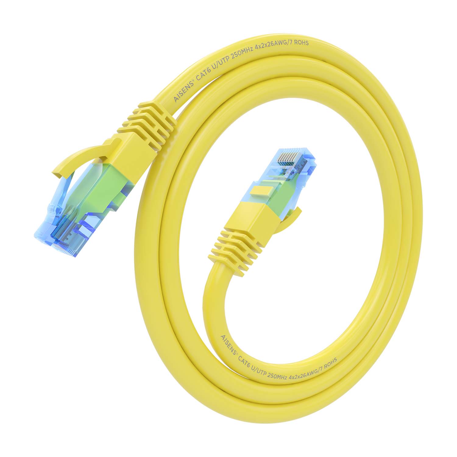 Aisens Câble réseau Cordon de brassage RJ45 Cat.6 UTP AWG26 CCA - 0,5 m - Couleur jaune