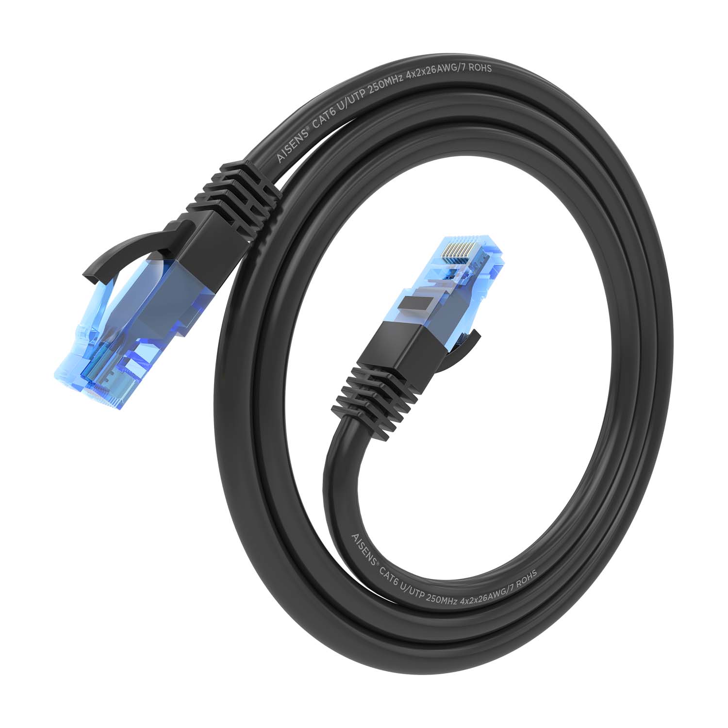 Aisens Câble réseau Cordon de brassage RJ45 Cat.6 UTP AWG26 CCA - 0,75 m - Couleur noire