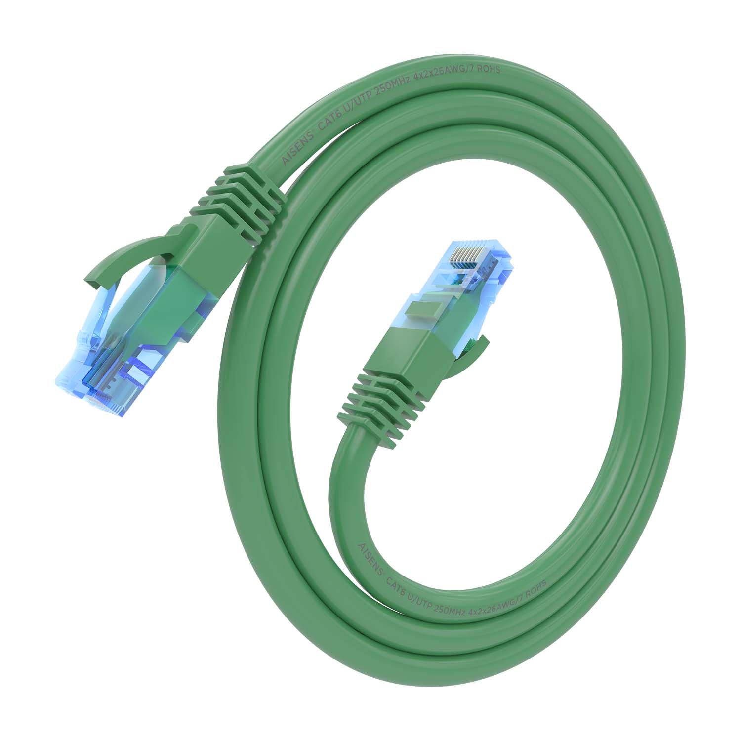 Aisens Câble réseau Cordon de brassage RJ45 Cat.6 UTP AWG26 CCA - 0,75 m - Couleur verte