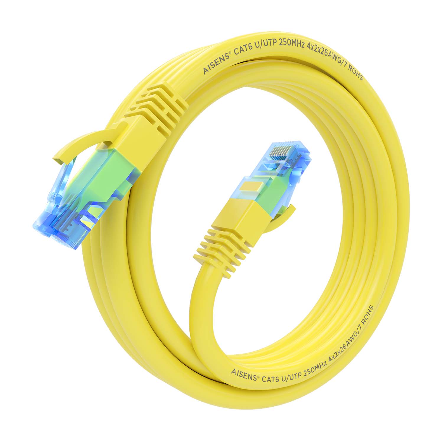Aisens Câble réseau Cordon de brassage RJ45 Cat.6 UTP AWG26 CCA - 3,0 m - Couleur jaune