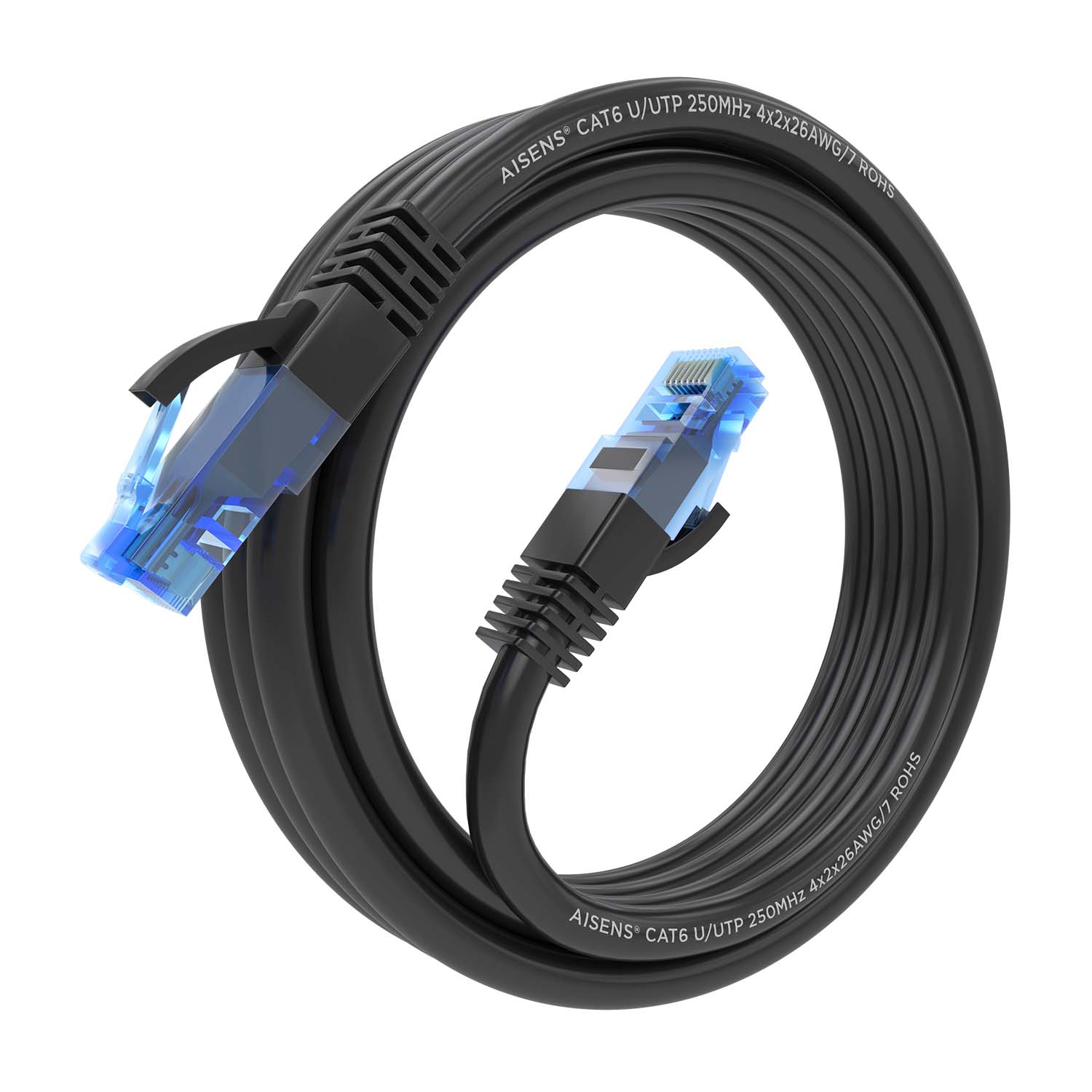 Aisens Câble réseau Cordon de brassage RJ45 Cat.6 UTP AWG26 CCA - 3,0 m - Couleur noire