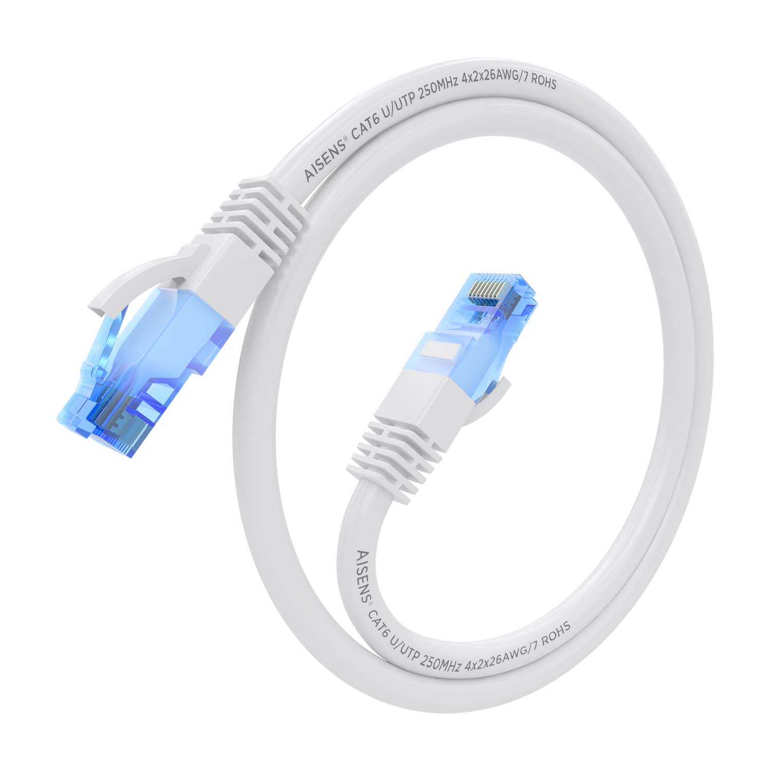 Aisens Câble réseau Cordon de brassage RJ45 Cat.6 UTP AWG26 CCA - 30 cm - Couleur blanche