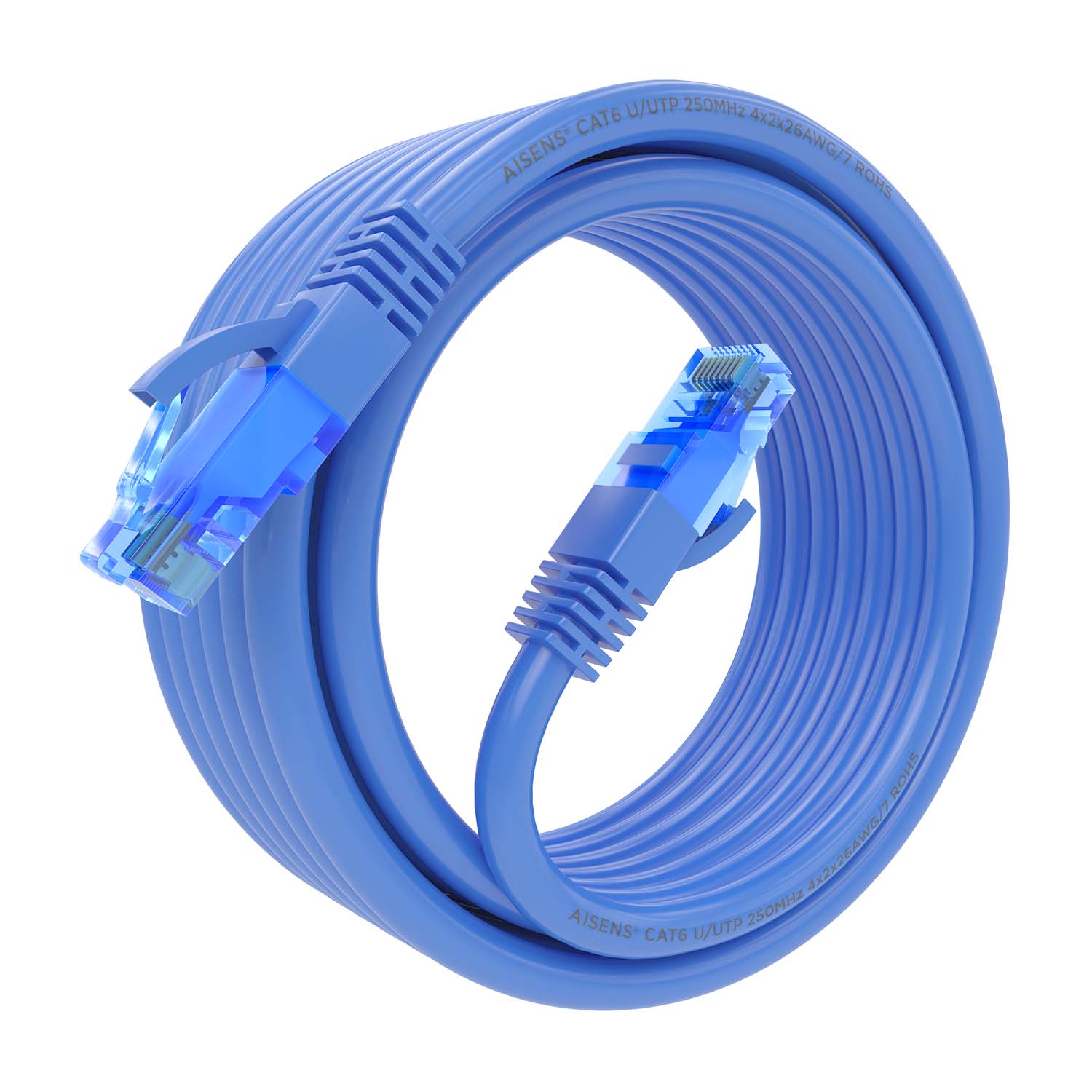 Aisens Câble réseau Cordon de brassage RJ45 Cat.6 UTP AWG26 CCA - 5,0 m - Couleur bleue