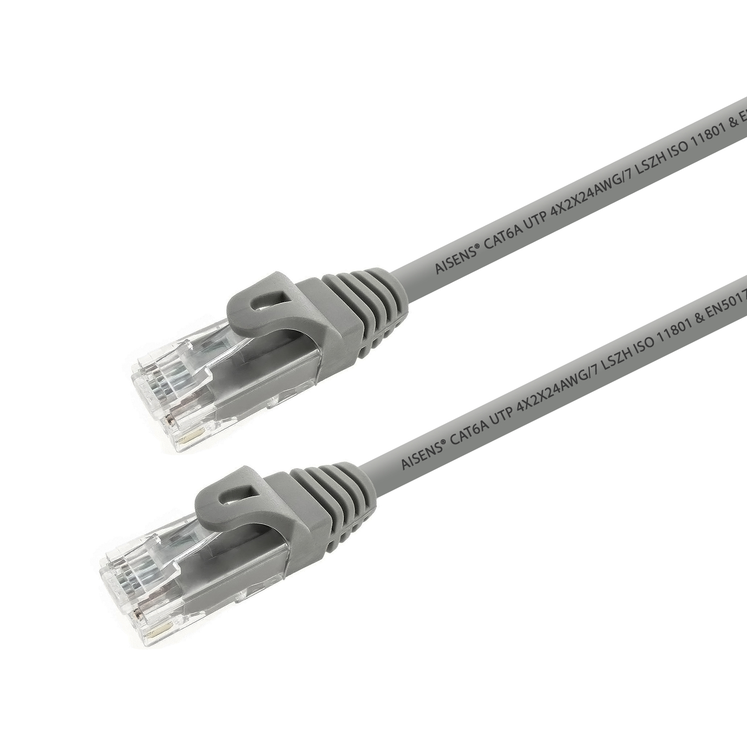 Aisens Câble Réseau Patch Cord RJ45 LSZH Cat.6A 500 Mhz UTP AWG24 - 0.50m - Sans Halogène - 10 Gigabit/s - Couleur Gris