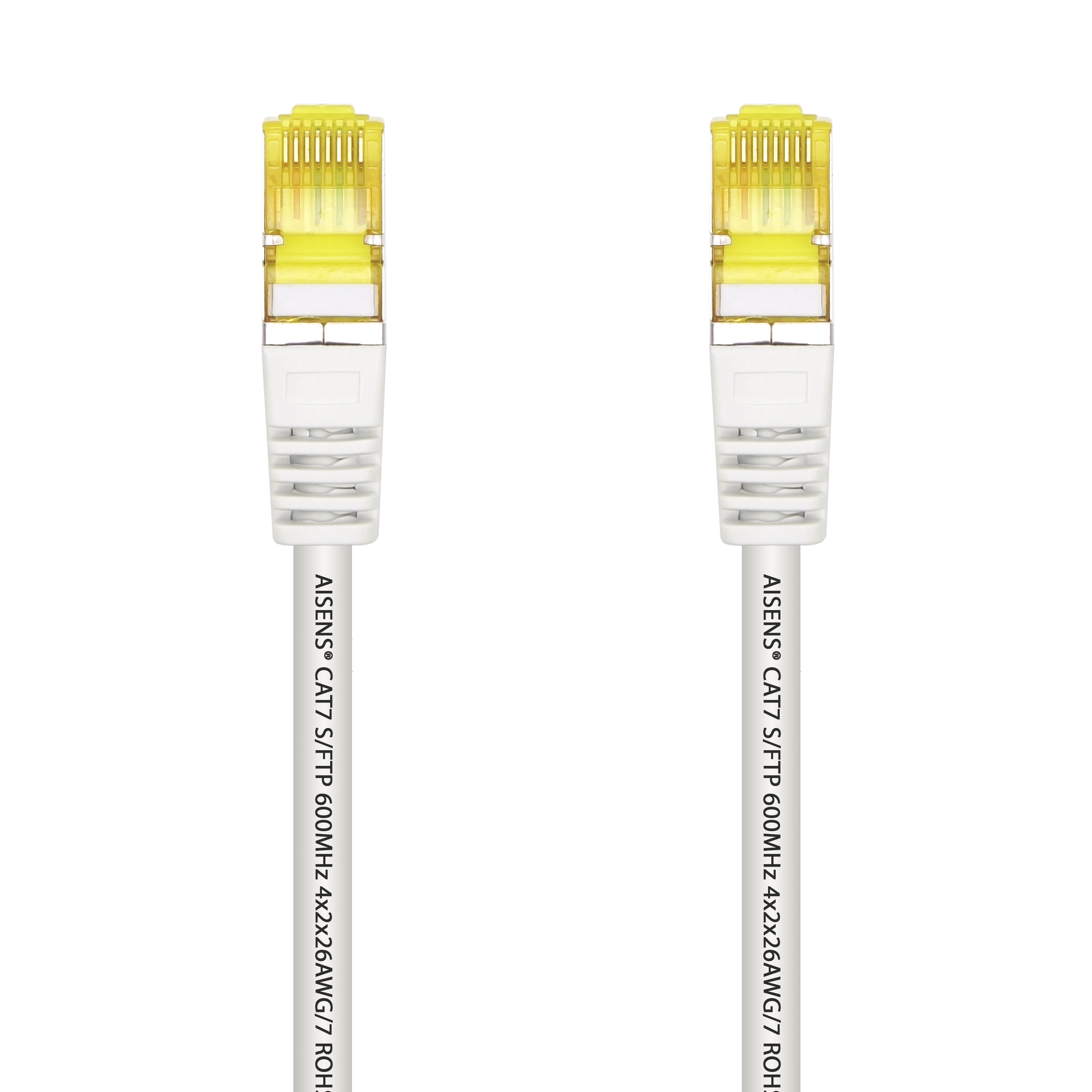 Aisens Câble Réseau Patch Cord RJ45 LSZH Cat.7 600 MHz S/FTP PIMF AWG26 - 25cm - Couleur Blanche