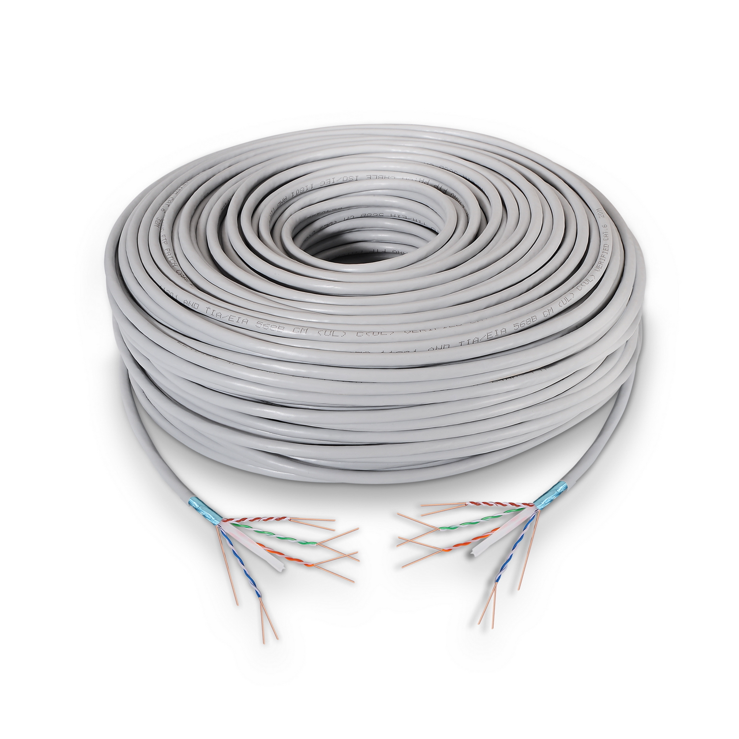 Aisens Câble Réseau RJ45 Cat.6 FTP Rigide AWG24 - Bobine 100m 100% Cuivre pour Installation - Couleur Gris