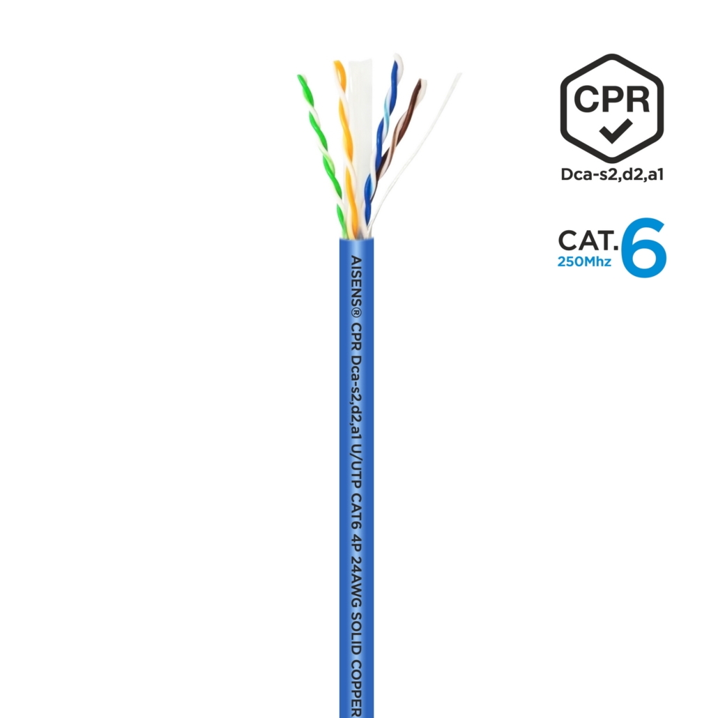 Aisens Câble Réseau RJ45 LSZH CPR Dca CAT.6 UTP AWG24 - 305m - Câble Bleu