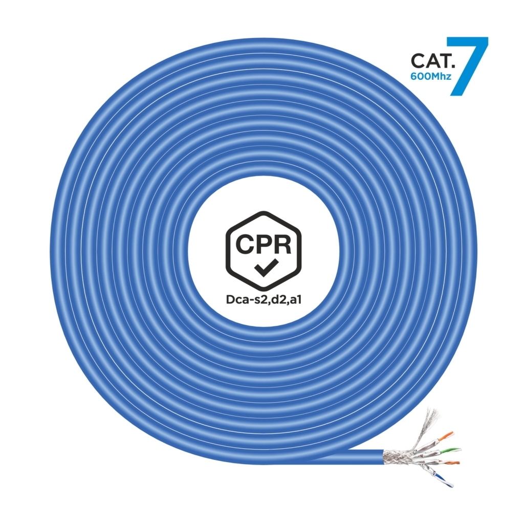 Aisens Câble Réseau RJ45 LSZH CPR Dca CAT.7 600 MHZ S/FTP AWG23 - 100M - Couleur Bleu
