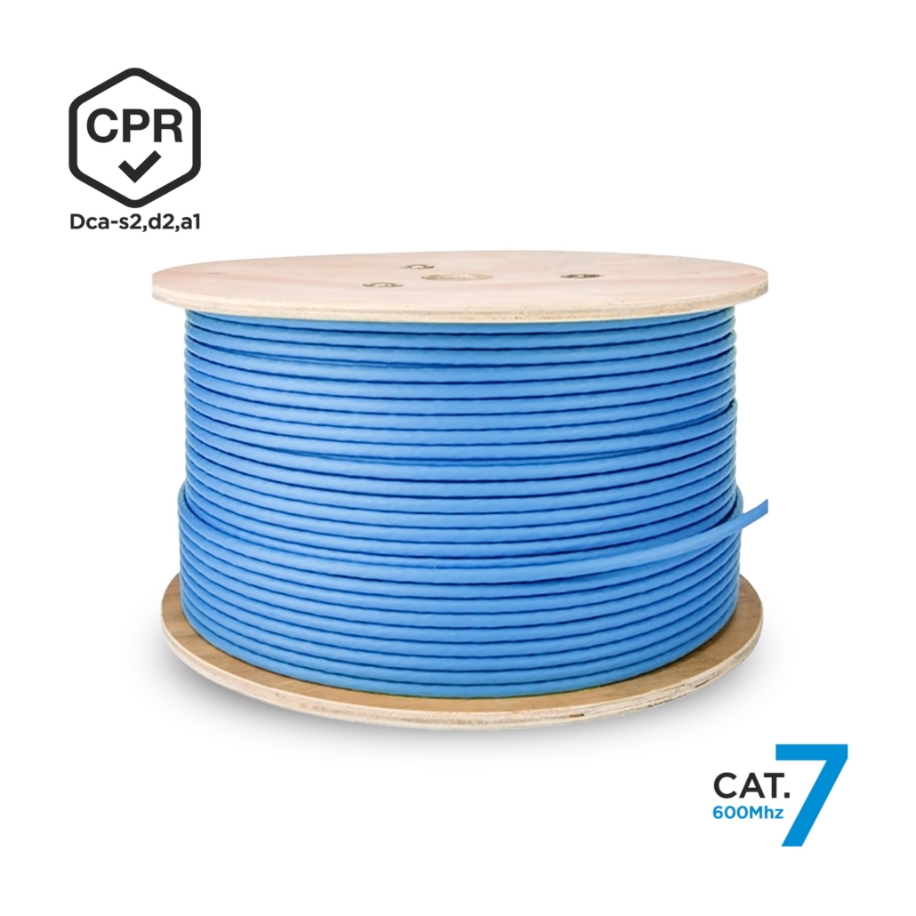 Aisens Câble Réseau RJ45 LSZH CPR Dca CAT.7 600 MHZ S/FTP AWG23 - 500M - Couleur Bleu